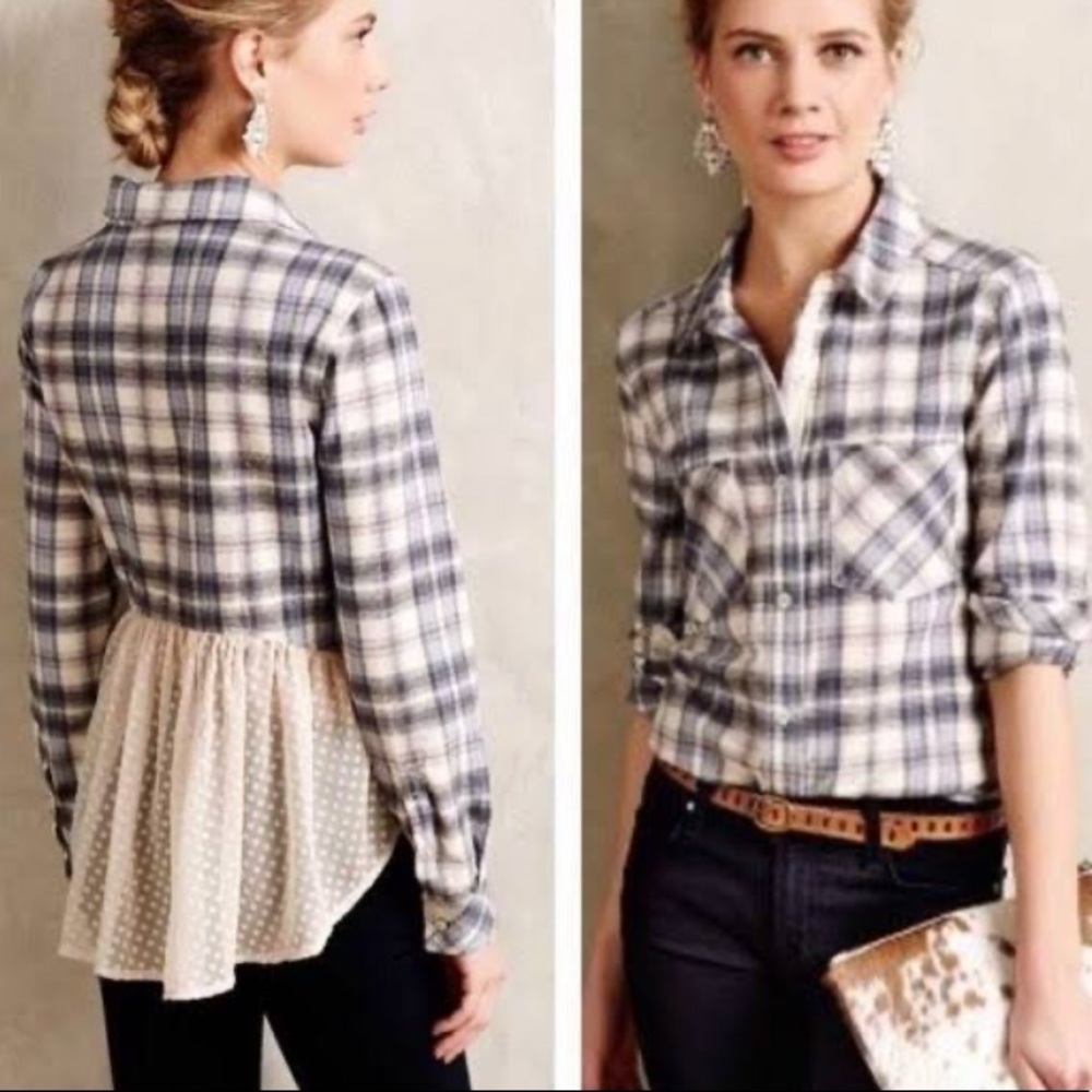 Holding Horses Flannel Lace Peplum Top